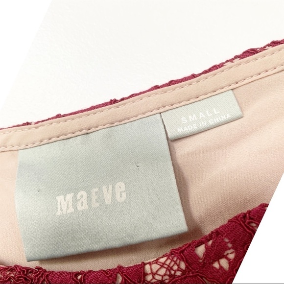 Anthropologie Maeve Elsa Red Lace Peplum Holiday Dress Lovecore Size Small - Picture 5 of 8